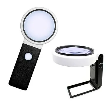Лупа Kromatech настольная 3,5/25х, 110 мм, ручная, складная, с подсветкой (8 LED) TH-7018-C