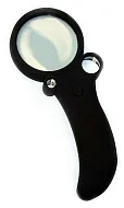 Лупа Kromatech ручная круглая 2,5/25/55x, 65 мм, с подсветкой, ультрафиолет (5 LED), черная TH-600600