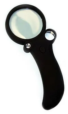 Лупа Kromatech ручная круглая 2,5/25/55x, 65 мм, с подсветкой, ультрафиолет (5 LED), черная TH-600600