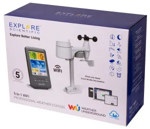 Метеостанция Explore Scientific «5 в 1» Wi-Fi с цветным дисплеем, черная, изображение 8