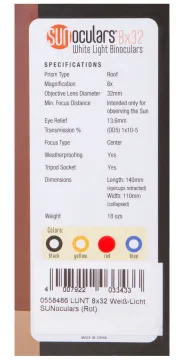 Бинокль солнечный LUNT SUNoculars 8x32, красный, изображение 14