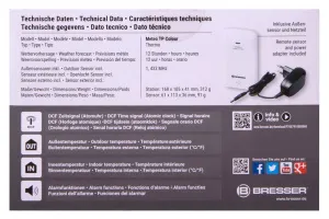 Метеостанция проекционная Bresser с цветным дисплеем, черная, изображение 13